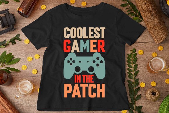 Coolest Gamer Patch Graphics for T-Shirt Designs